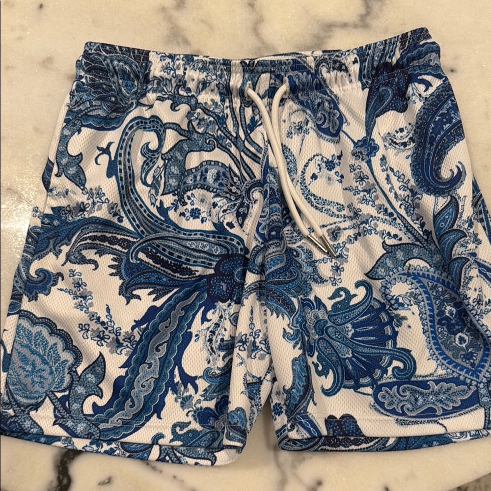 The Drip Shop-  PAISLEY PARADISE SHORTS- ROYAL BLUE